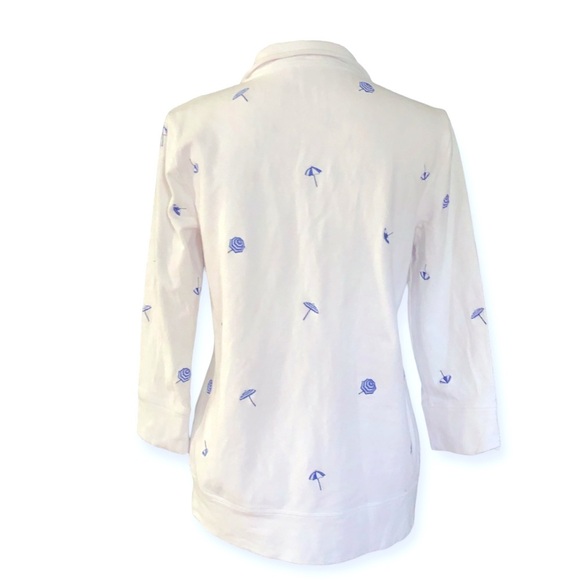 TALBOTS EMBROIDERED -UMBRELLA TERRY HALF-ZIP PULLOVER - Picture 5 of 6